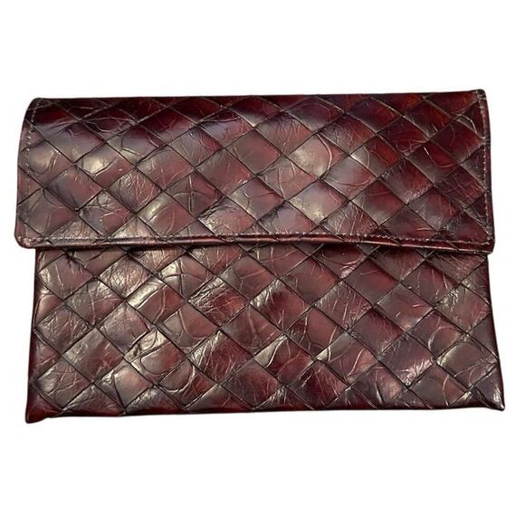 Vintage Women's Brown Intrecciato Leather Clutch - Picture 1 of 6